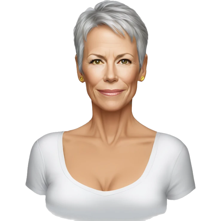 super realistic jamie lee curtis wearing tee emoji