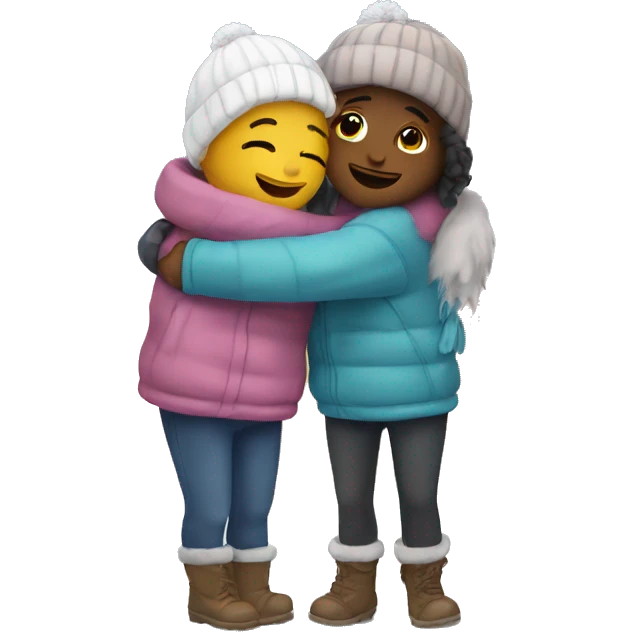2 best friends hugging in the winter emoji