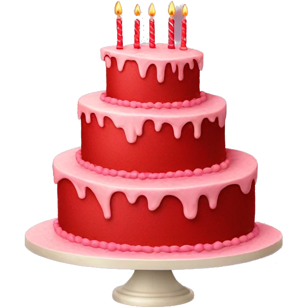 3 tiers red birthday cake emoji