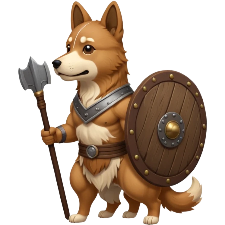 ancient korean dog with only wooden shield emoji