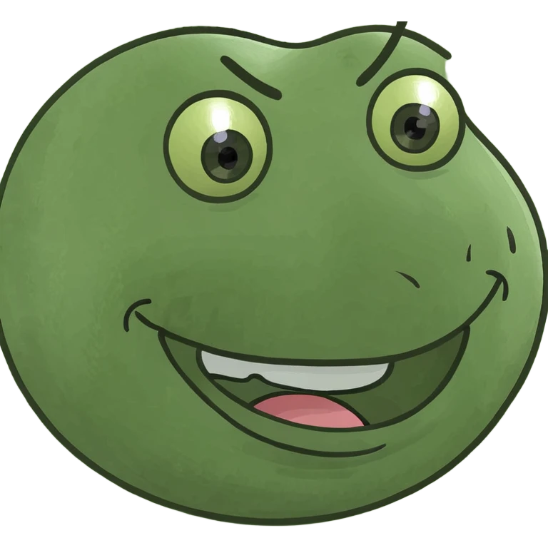 Make the green happy emoji face wink, keep the style and no background. emoji