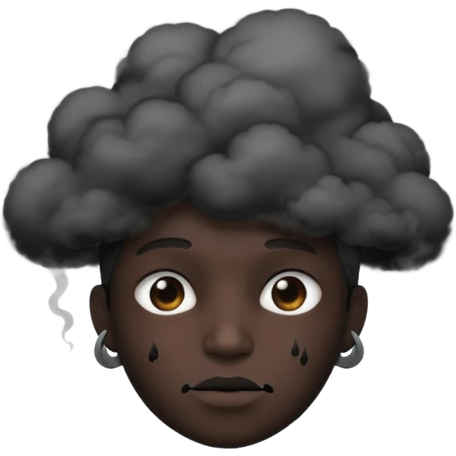 A pitch black head covered in black smoke  emoji