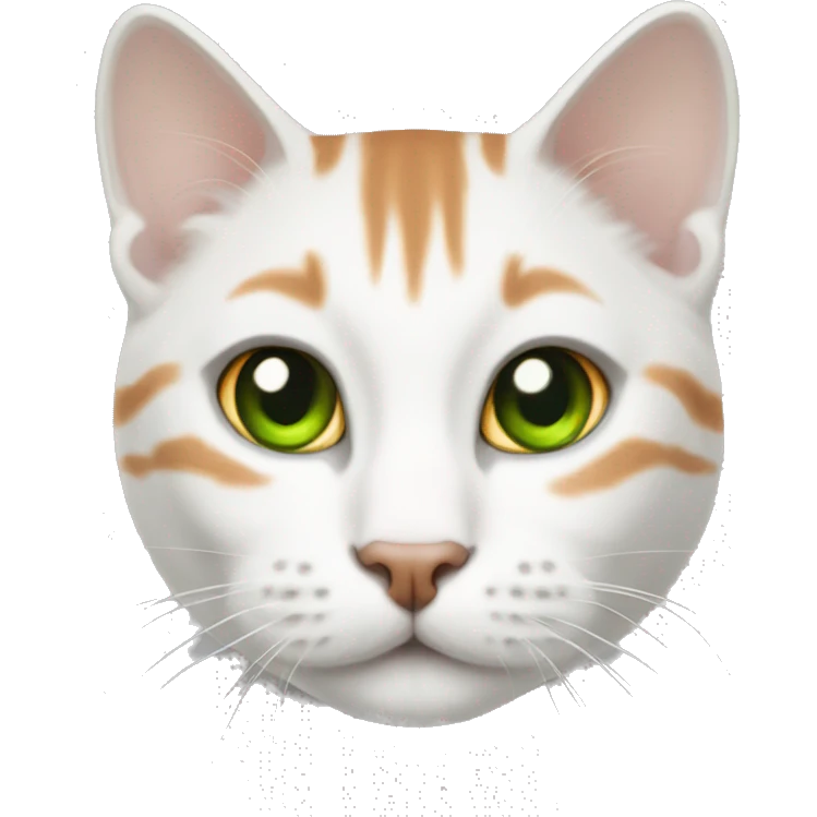 white tabby with orange mostly white with green eyes  emoji