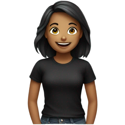 smiling girl in black shirt emoji