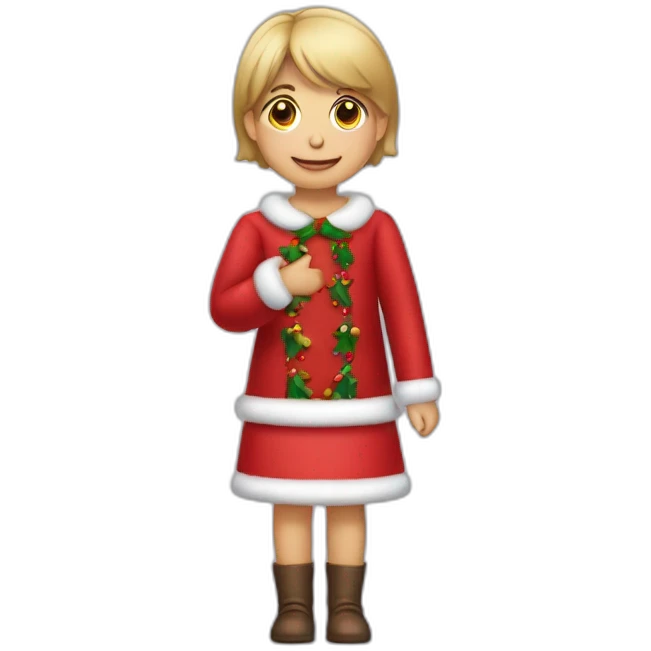 niño vestido de navidad con una computadora en la mano emoji