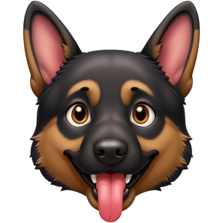 cartoon style dark German Shepherd dog withlonger tongue hanging out  emoji