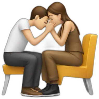 one person sitting sniffs another person's buckle emoji