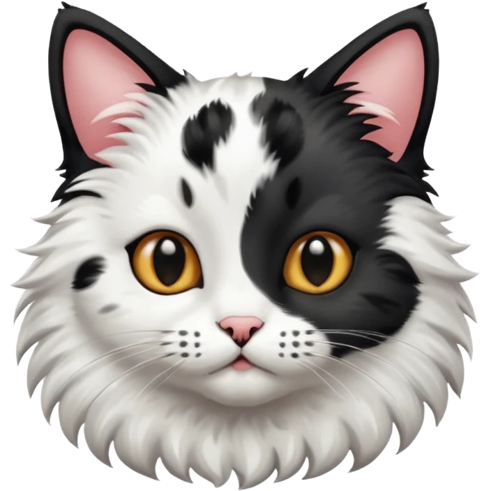 Cute cat black and white stain like a cow emoji