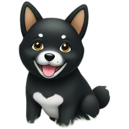 cute black shiba sit on the grass emoji