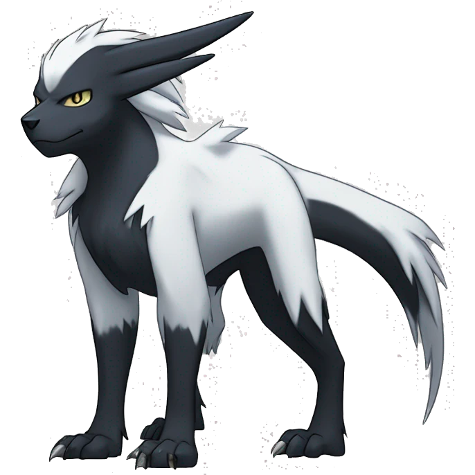 Cool Edgy Absol-Houndoom-Luxray Fakémon Digimon with Edgy markings, full body, outlined emoji