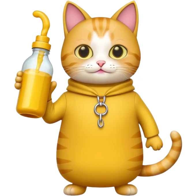 cat wearing mustard bottle costume  emoji