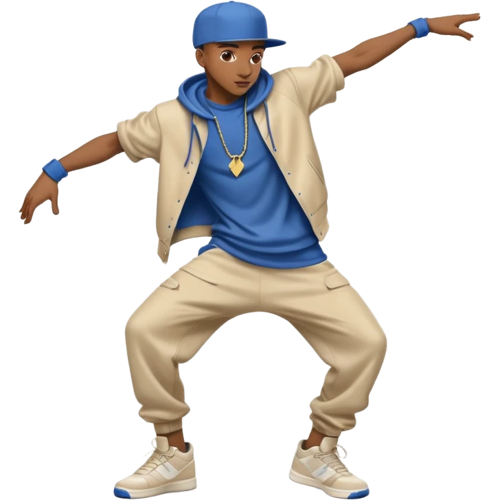 танцор  хип-хоп «Объемная минималистичная иконка с танцором в динамичной позе, четкие контуры, мягкие тени, минимум деталей». emoji