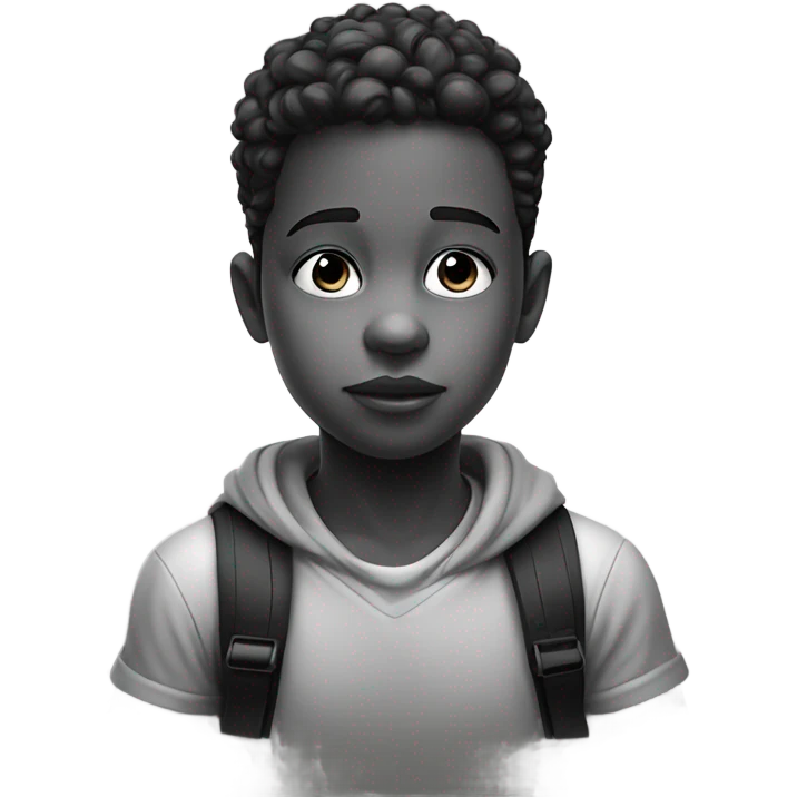Boy in black and white emoji