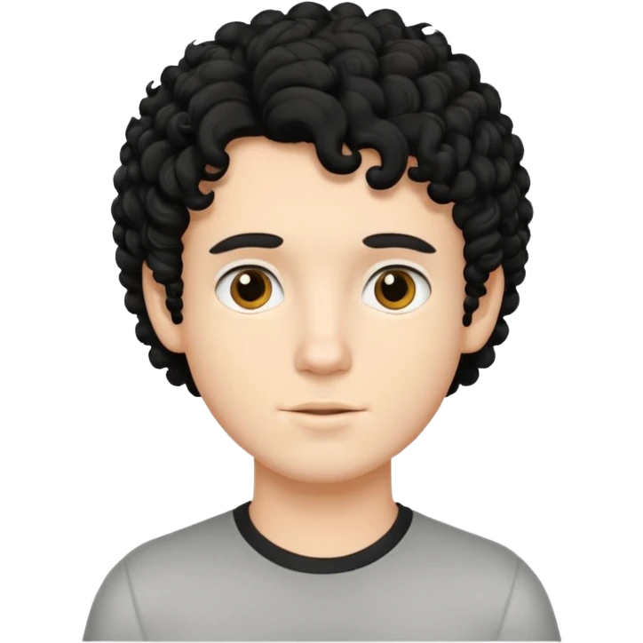 White boy with black curly hair emoji