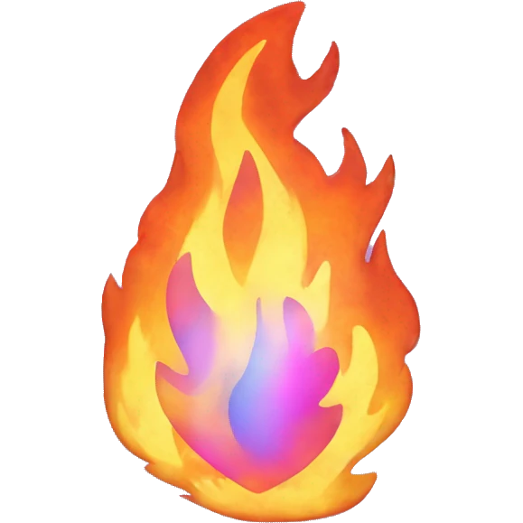 Holographic fire emoji
