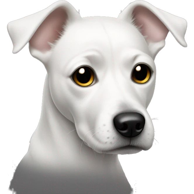 White Dog with black patches covering eyes emoji