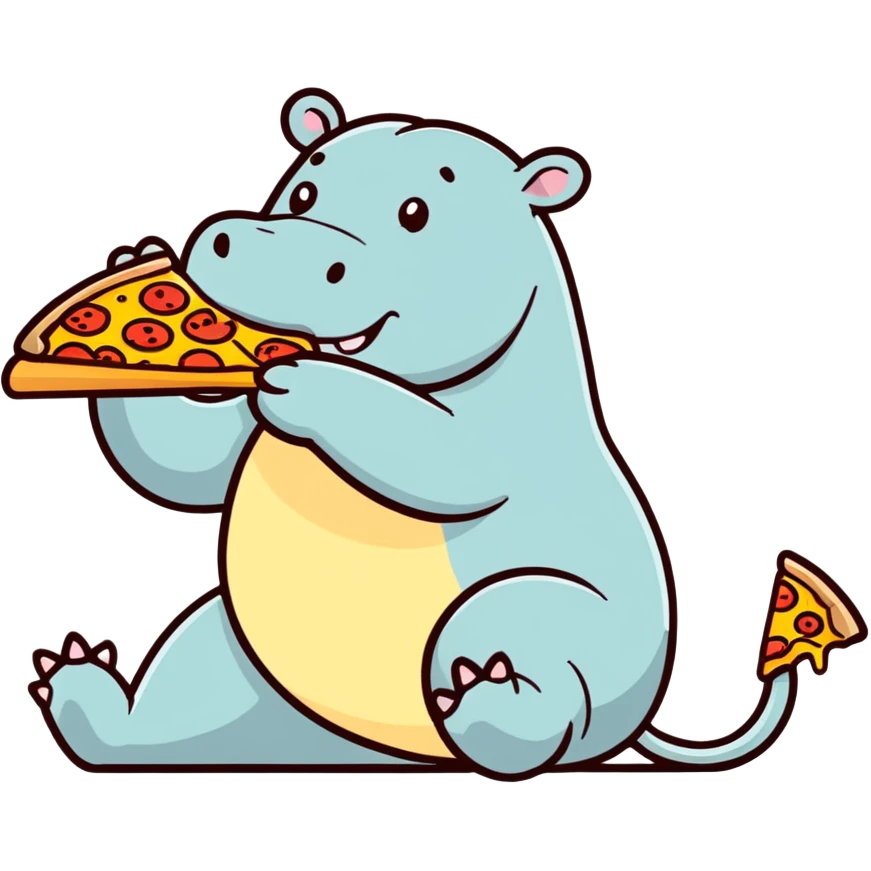 Hippo eating pizza emoji