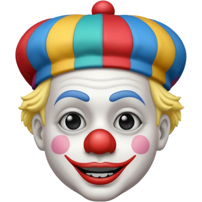 маленький озлобленный клоун в черно-белых тонах в маленькой шляпе-колпаке emoji