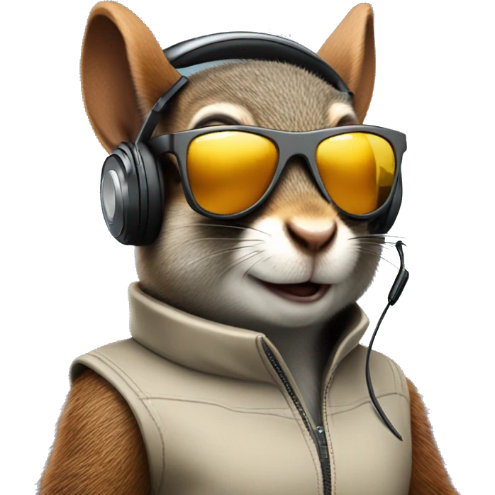 secret agent squirrel wearing sunglasses and headphones emoji