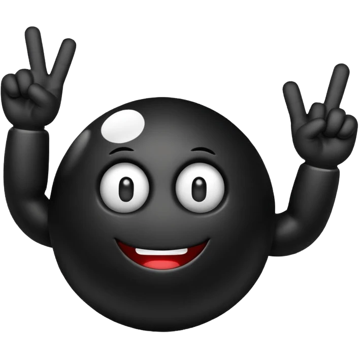 8 ball character with arms, one hand giving the middle finger, emoji style emoji