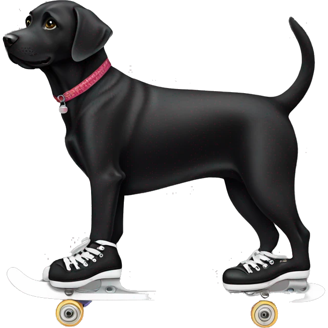 Black Labrador on skates emoji