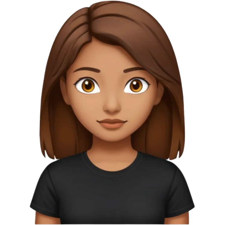 a pretty fair indian bratz girl with brown hair. with a black tshirt emoji