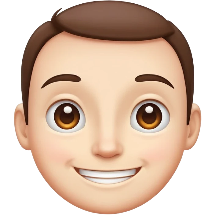 smiling face with a prominent forehead, cute and expressive emoji