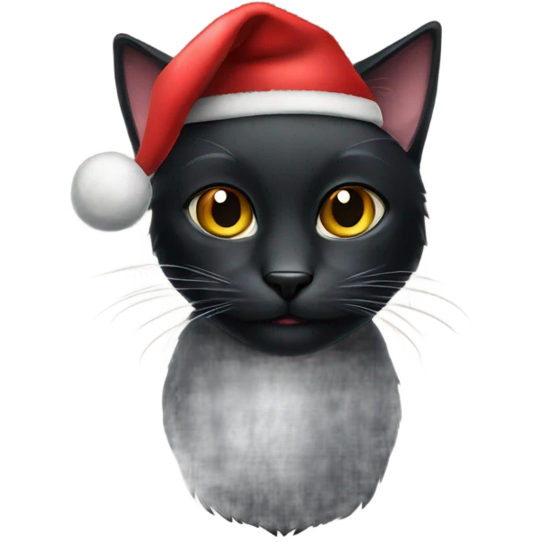 old black cat with a christmas hat on emoji