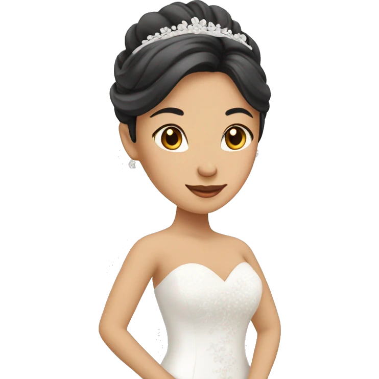 Asian bride with white wedding dress emoji