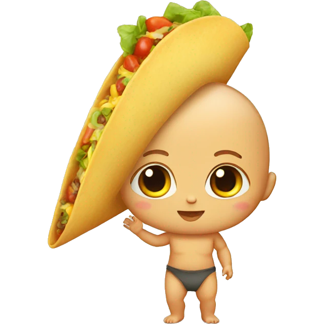 Baby with a giant taco emoji