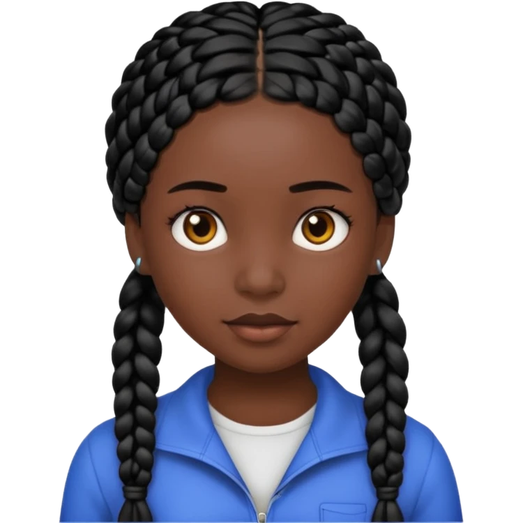 very black skin girl with black braids emoji