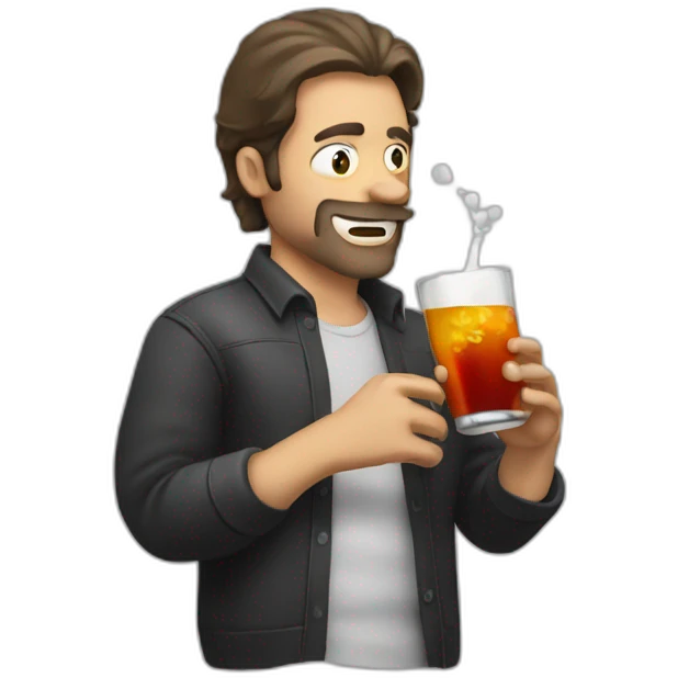 man drinking jagger bomb emoji