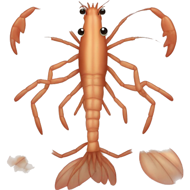 Shrimp with long brown hair and a brown beard emoji