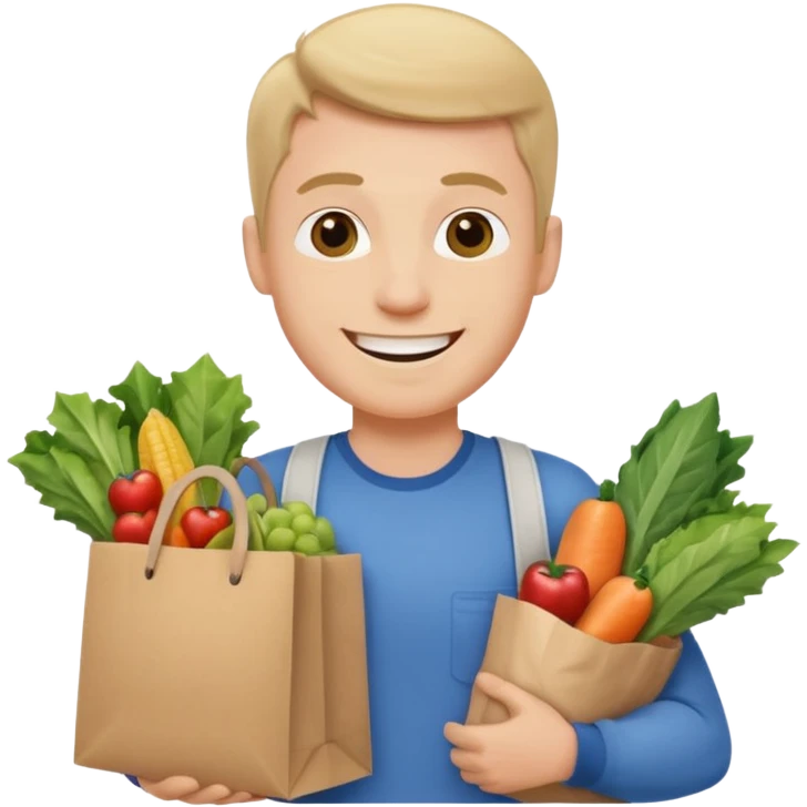 a white man with shopping bag emoji