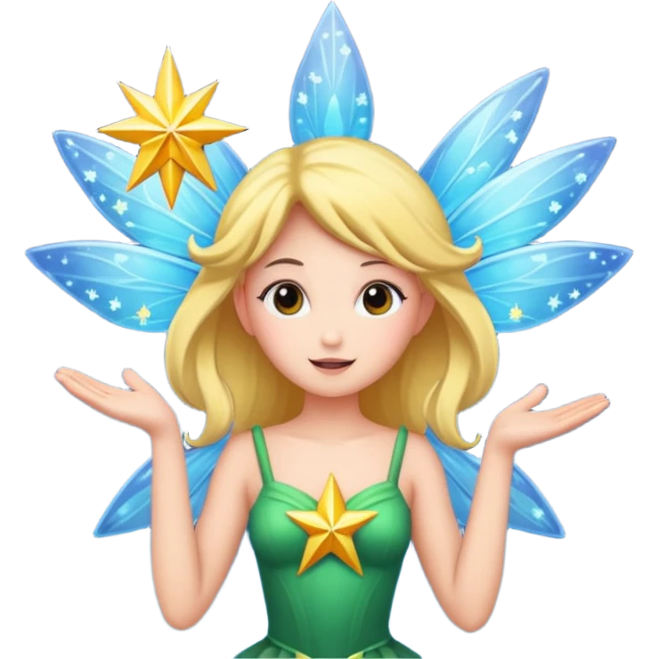 fairy character idea pose with star burst above head emoji
