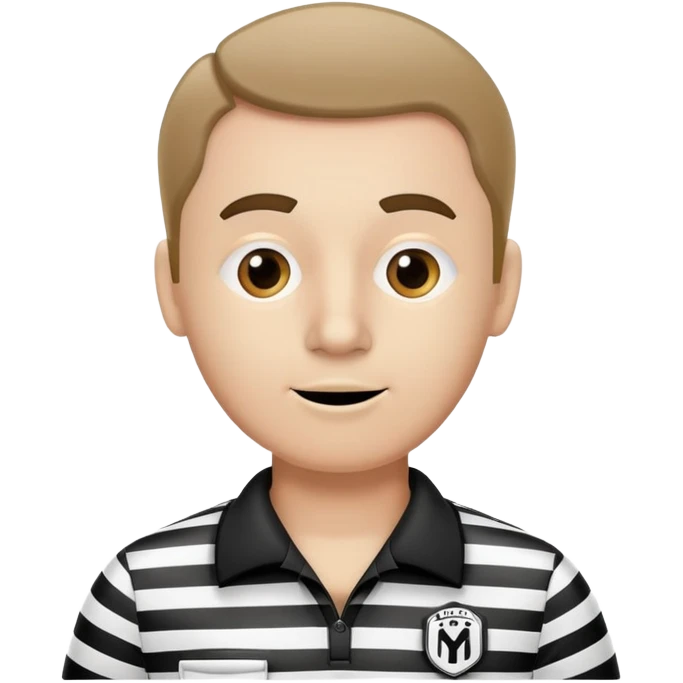 A sports referee with a whistle wearing black and white striped shirt emoji