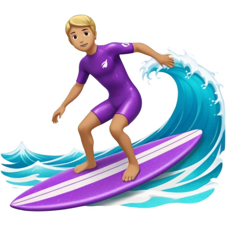 glitter surfer purple surf in wave ocean cian emoji