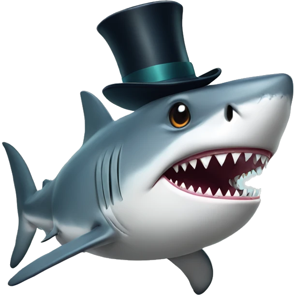 Shark with a top hat emoji