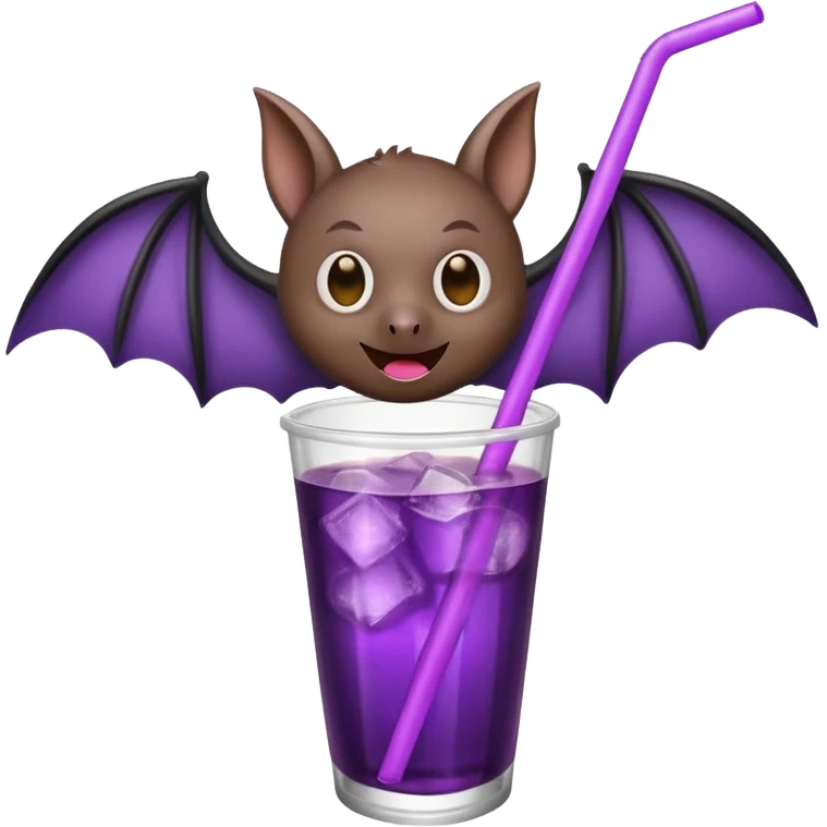 black bat drinkig soda emoji