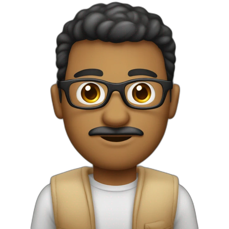 homem pardo de oculos redondo olhos castanhos claros cabelo preto  emoji