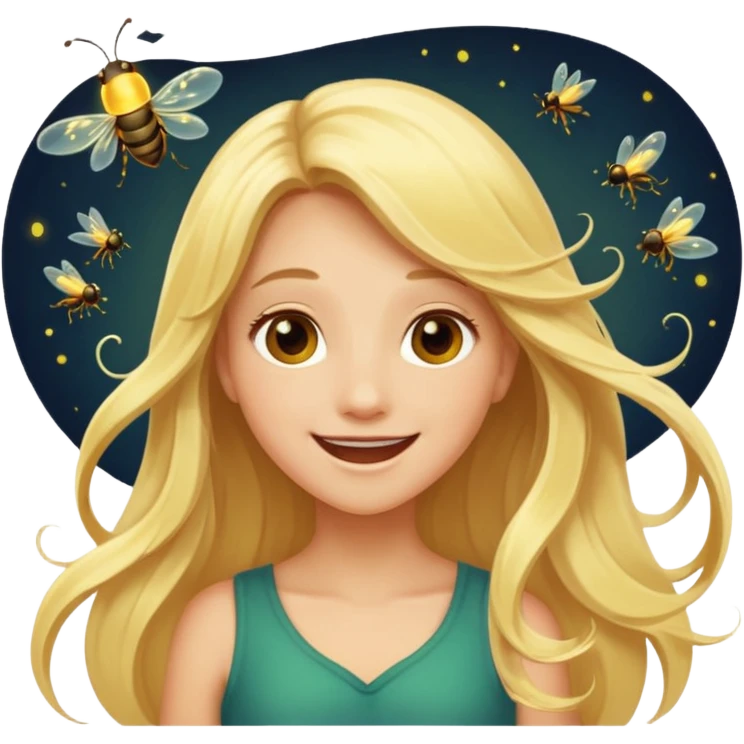 Hot blonde chasing a fire fly with “oh look a firefly” emoji