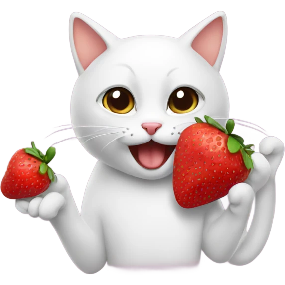 cat eating strawberries emoji