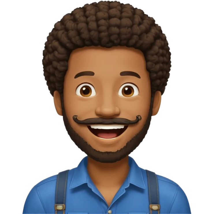 black man with beard, mustache, and short afro laughing emoji