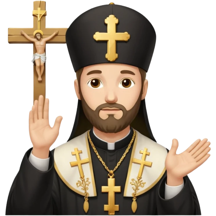 Orthodox Christian priest making the sign of the cross with the movement outlined emoji