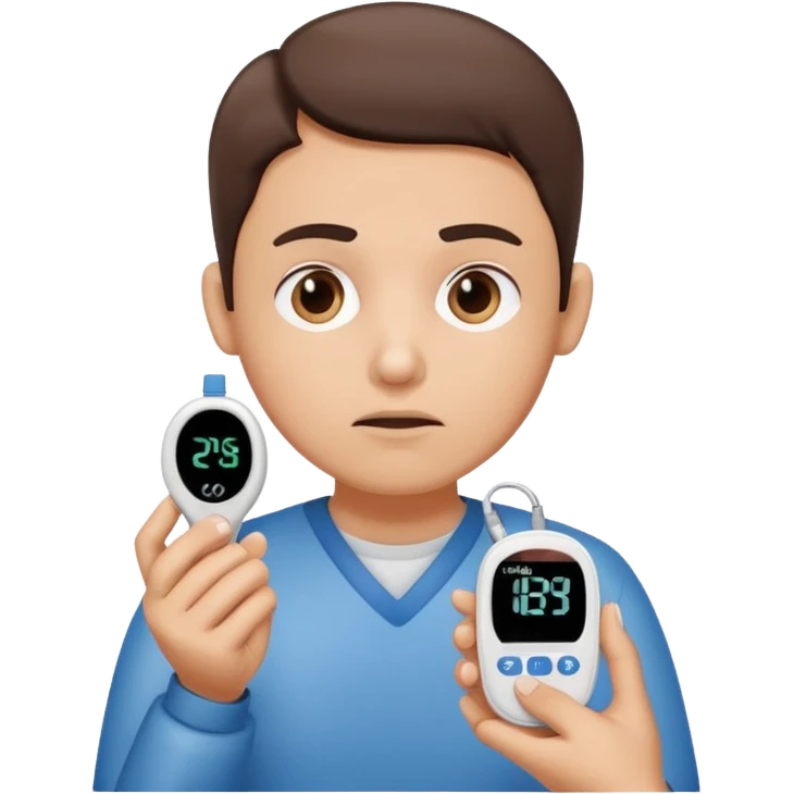 person with diabetes with glucose meter in his hand emoji