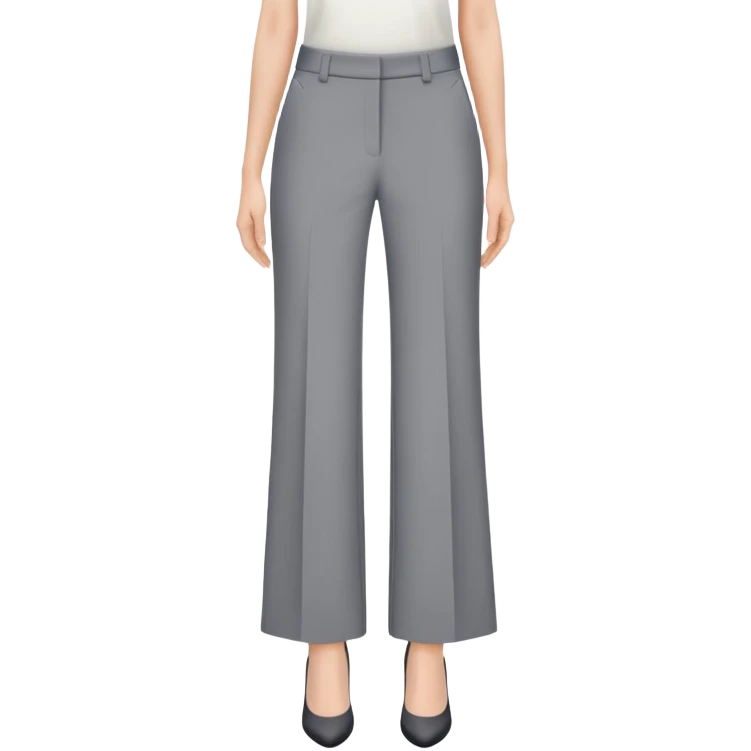 petite gray wide leg tailored pants for women, shorter length, ankle length, for short height woman, dress trousers, only the garment on white background emoji
