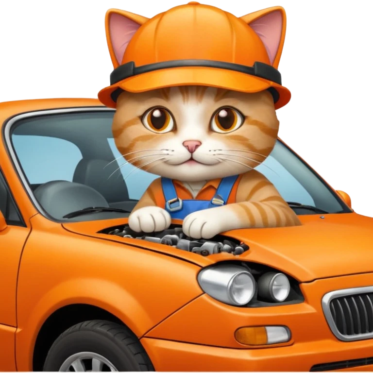 Cat working on car emoji