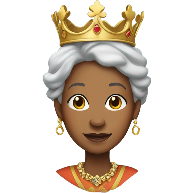 Older 
Black woman with royal crown and clothi.g emoji