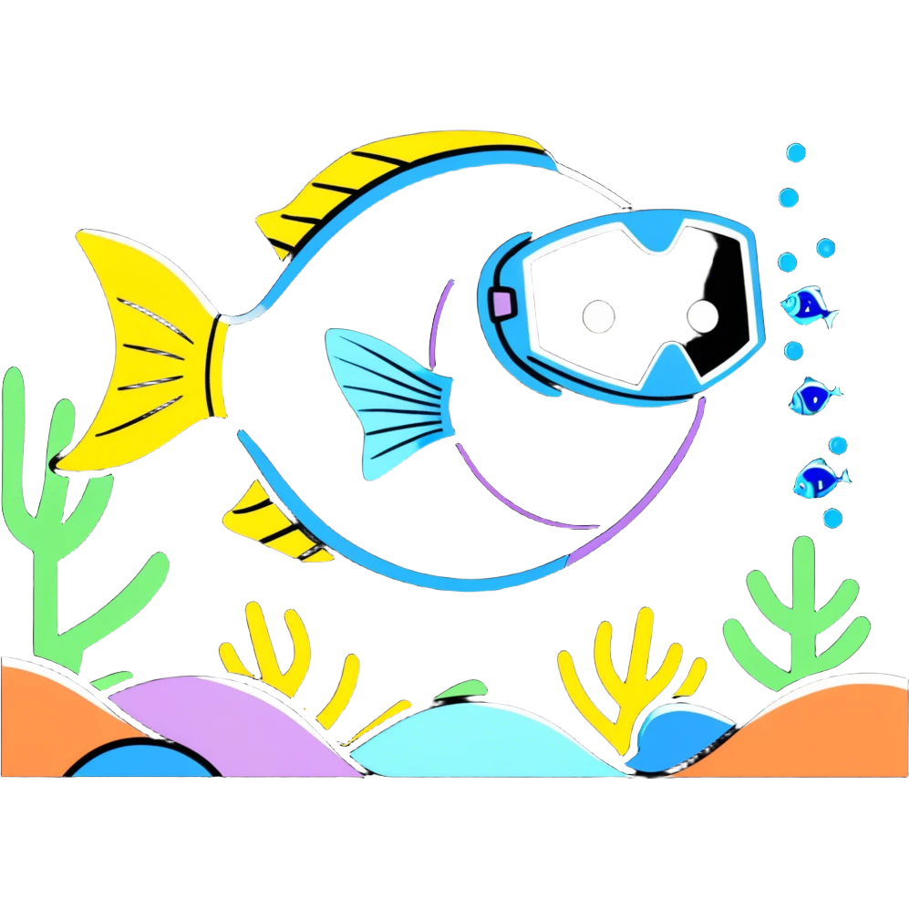happy person snorkeling with colorful fish emoji