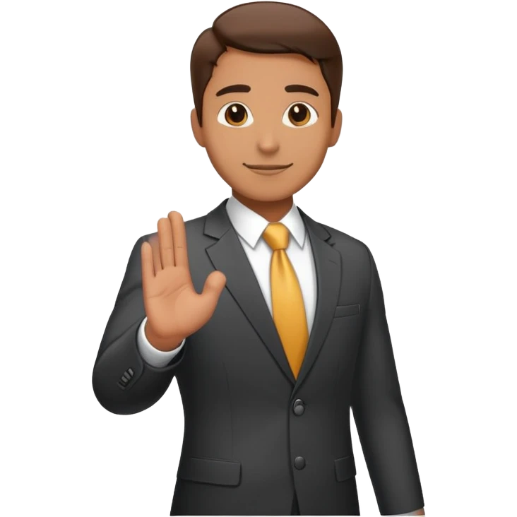 Professional salesman in suit with handshake gesture emoji